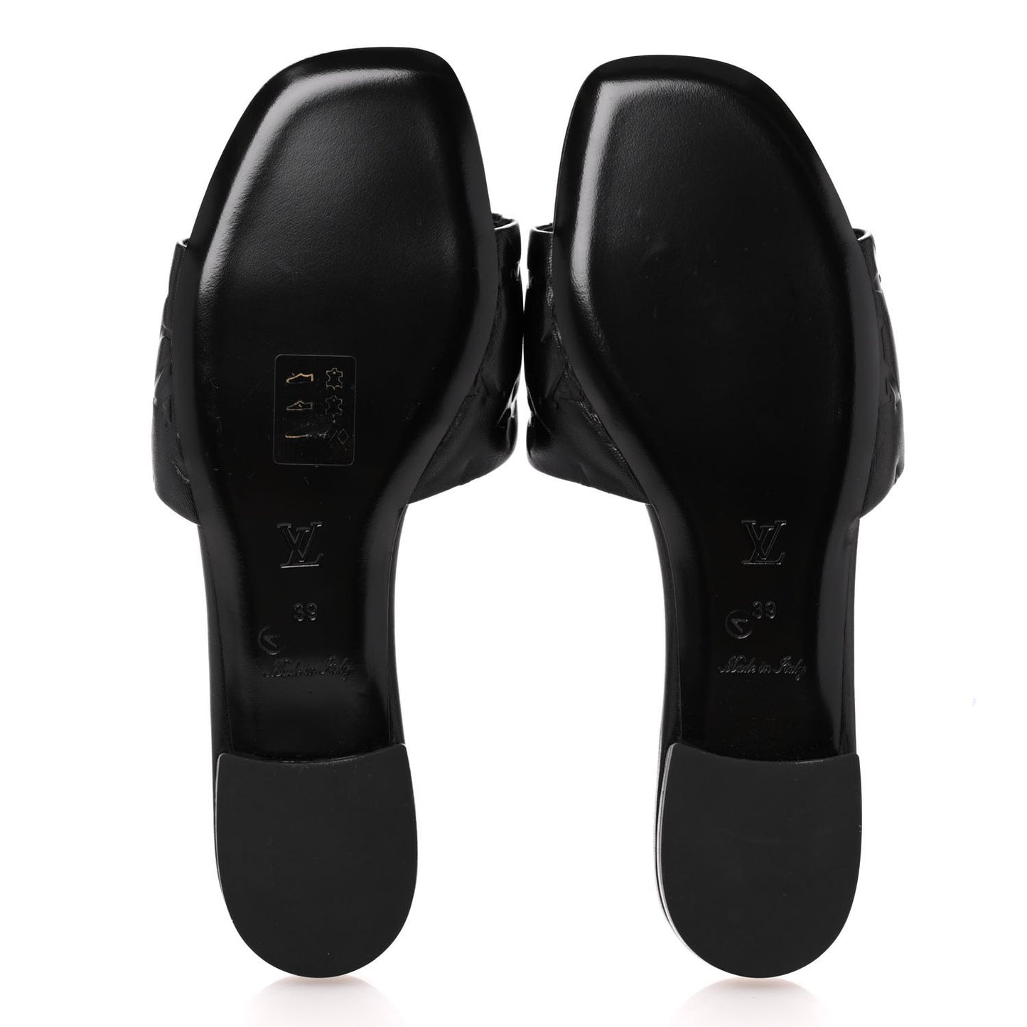 Lambskin Embossed Monogram Revival Flat Mules 39 Black
