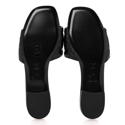 Louis Vuitton Lambskin Embossed Monogram Revival Flat Mules 39 Black 6 of 9