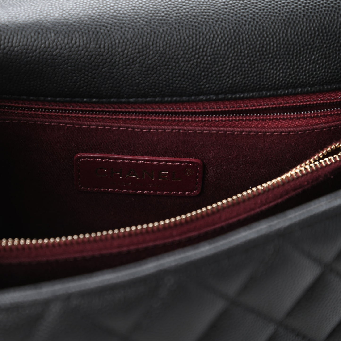 Caviar Quilted Small Coco Handle Flap Black