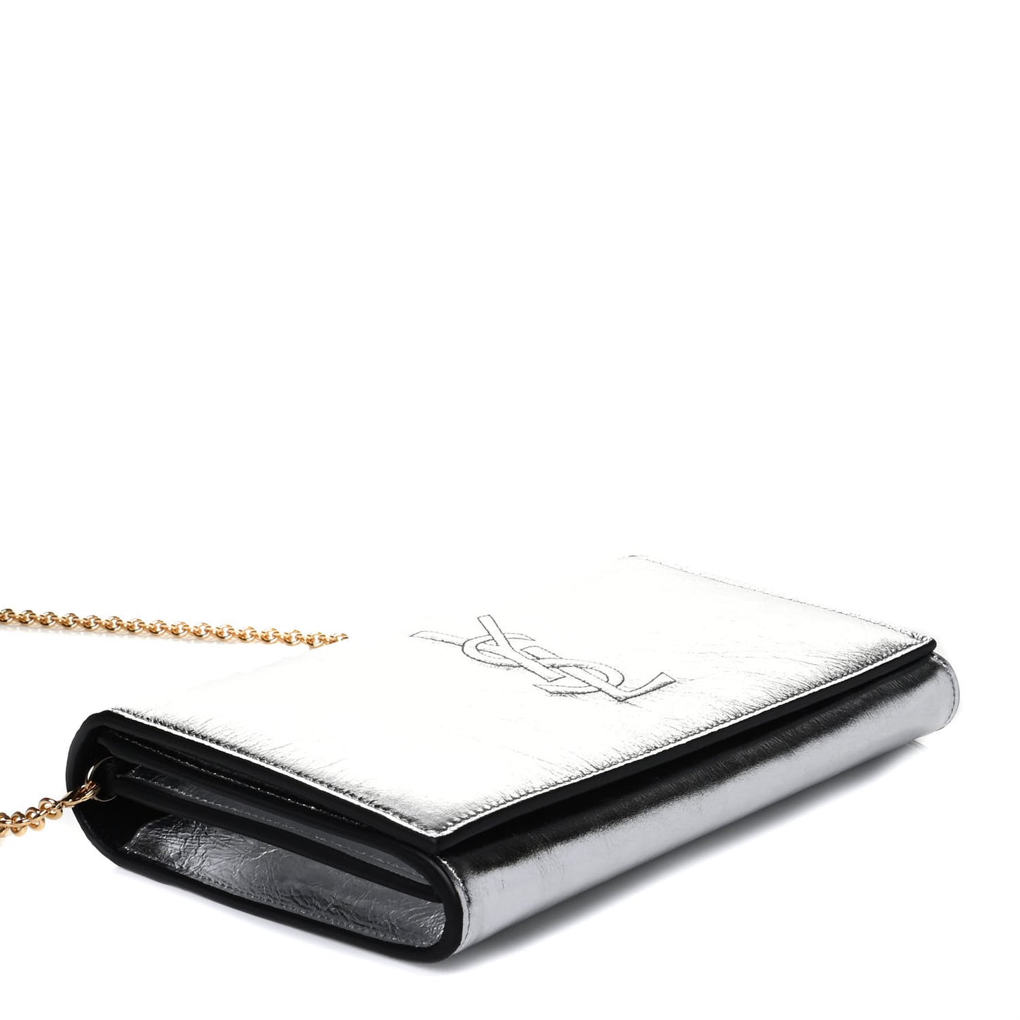 Metallic Calfskin Monogram Belle de Jour Chain Clutch Silver