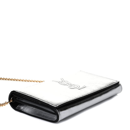 Saint Laurent Metallic Calfskin Monogram Belle de Jour Chain Clutch Silver 3 of 4