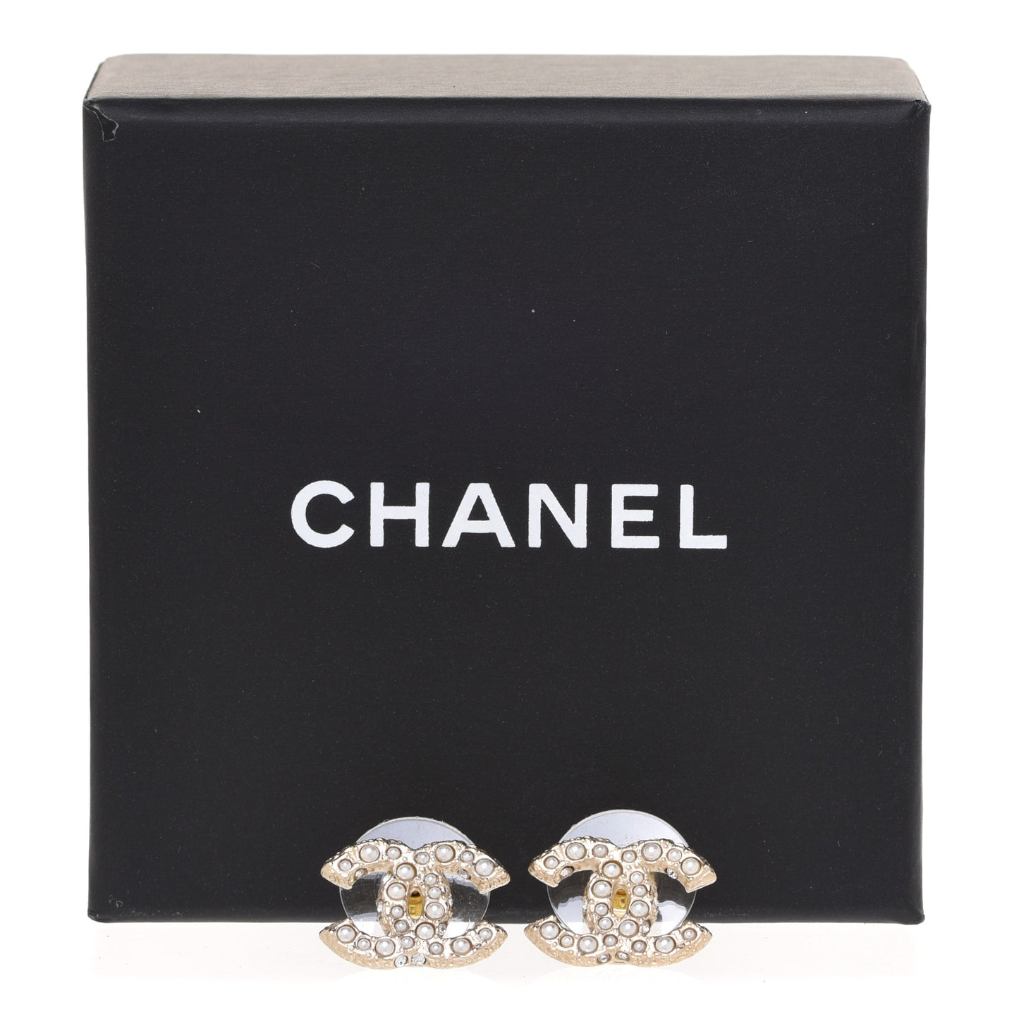 Pearl Crystal CC Earrings Light Gold