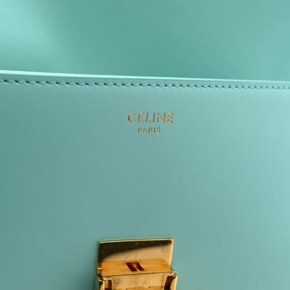 Celine Shiny Calfskin Triomphe Shoulder Bag Turquoise 6 of 11