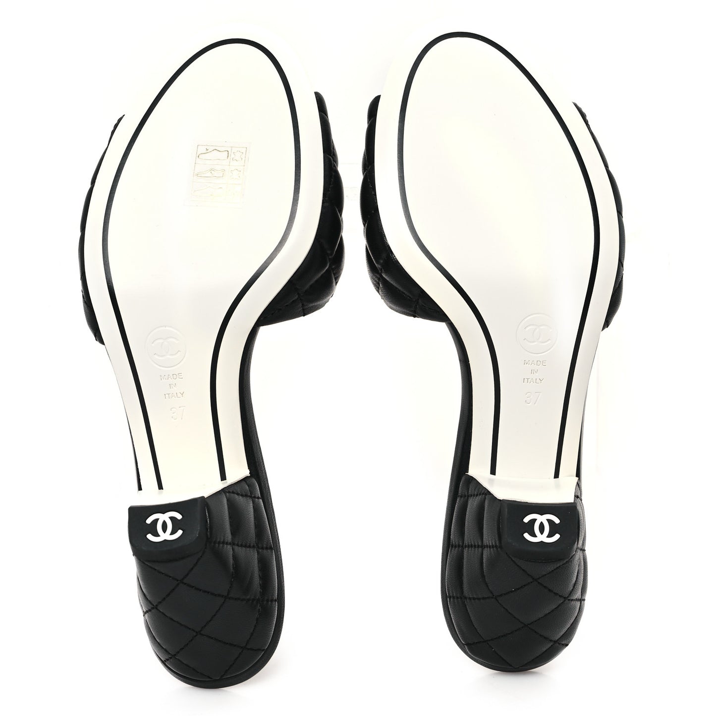 Lambskin Quilted Textured CC Mules 37 Black
