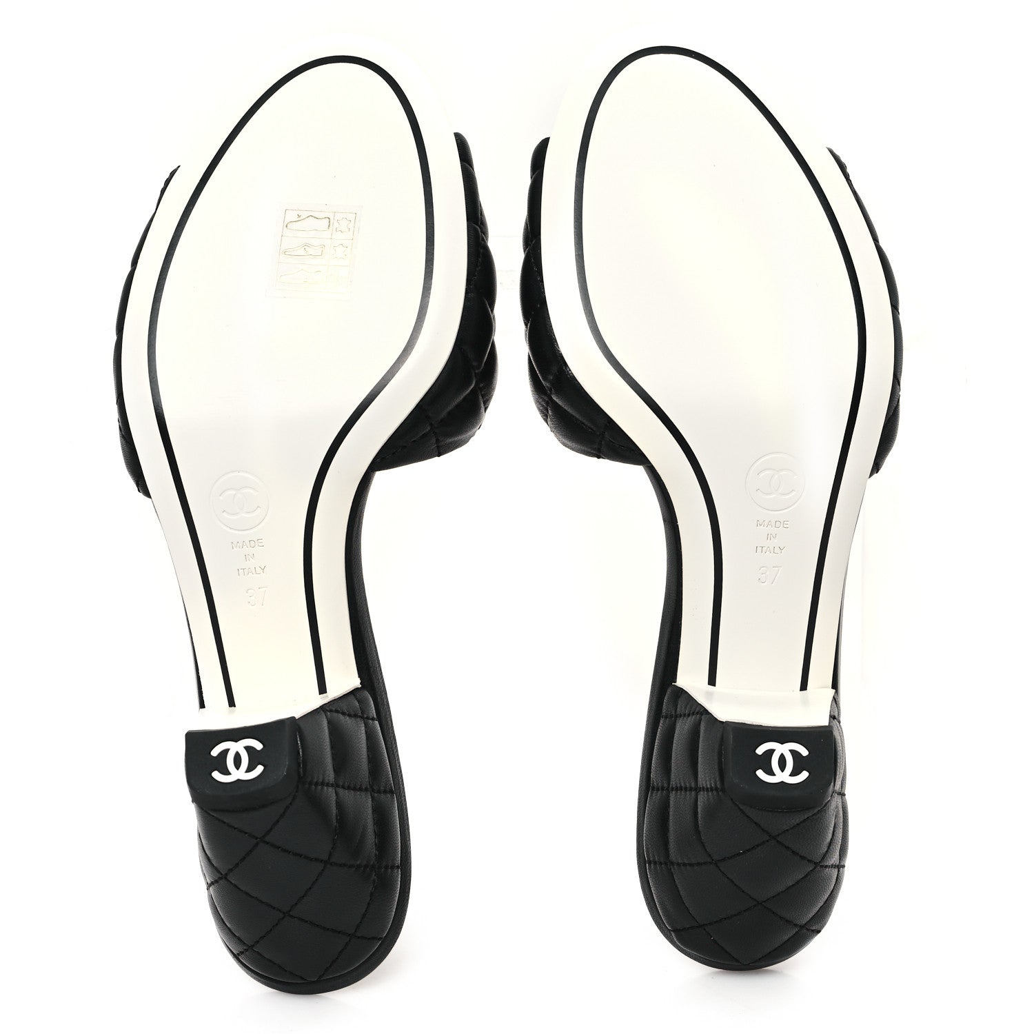 Chanel Lambskin Quilted Textured CC Mules 37 Black 6 of 10