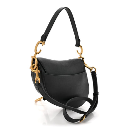 Christian Dior Grained Calfskin Saddle Bag With Strap Black 3 of 10