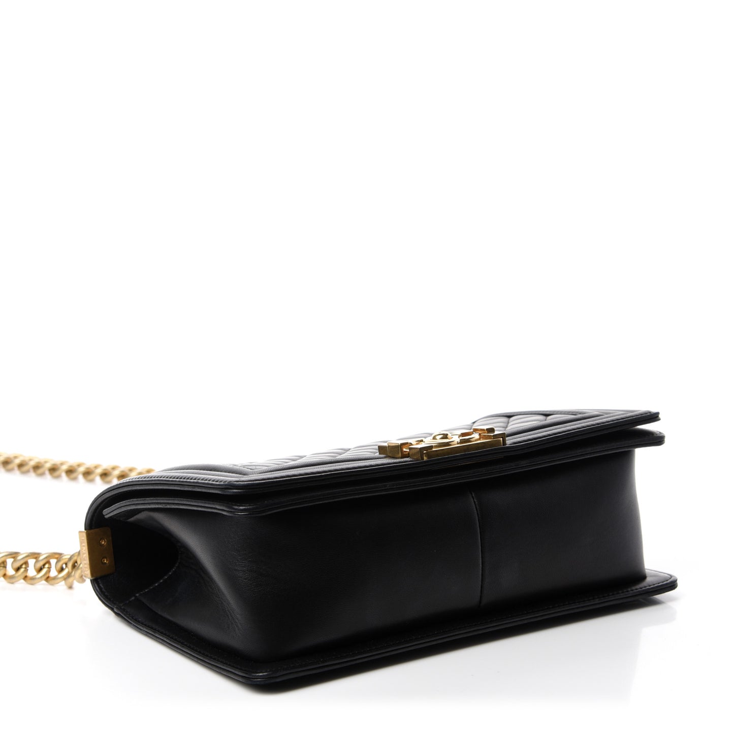 Lambskin Quilted Medium Boy Flap Black