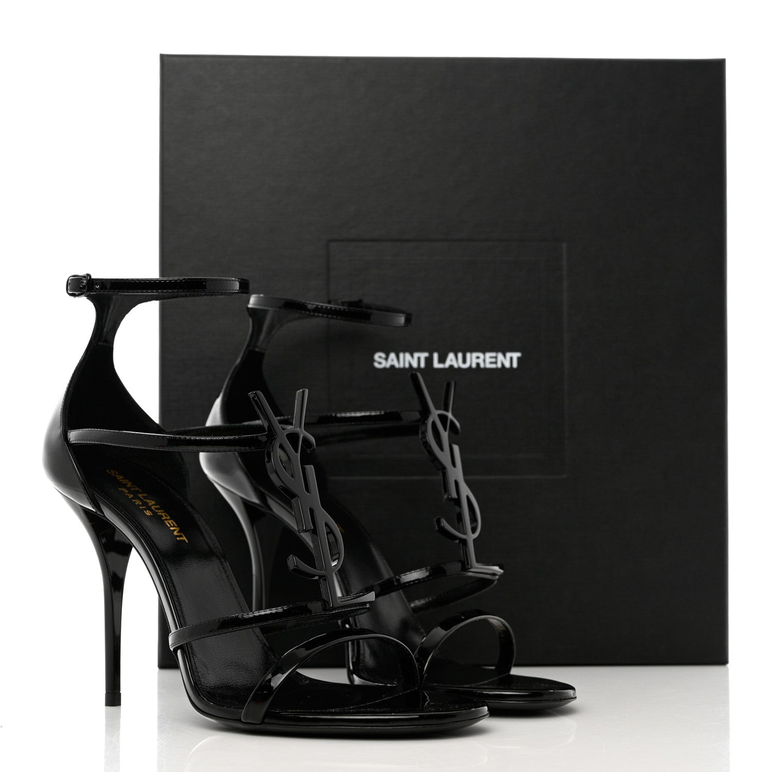 Saint Laurent Patent Cassandra 100 Sandals 38.5 Black 11 of 11
