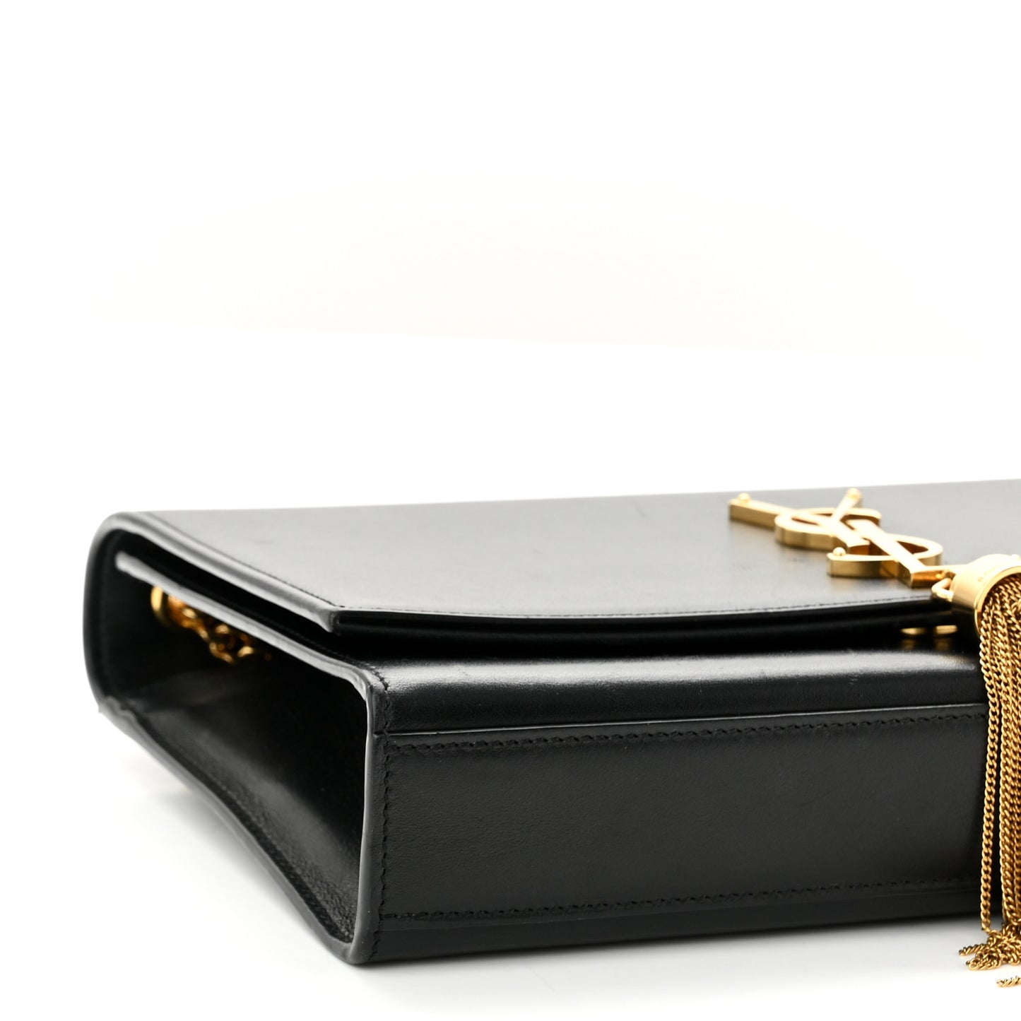 Smooth Calfskin Medium Classic Monogram Kate Tassel Satchel Black