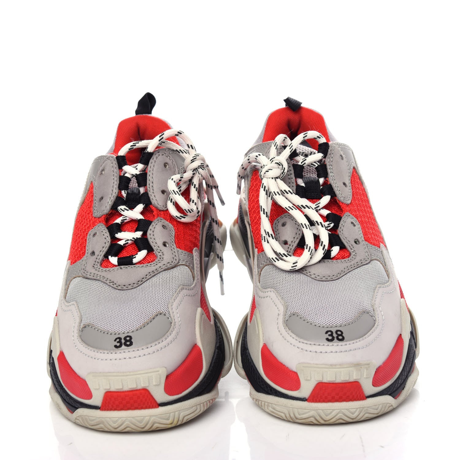 Balenciaga Fabric Mesh Womens Triple S Sneakers 38 Red Grey White 5 of 11