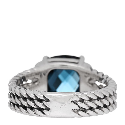David Yurman Sterling Silver Diamond Hampton Blue Topaz 10mm Petite Wheaton Ring 49 5 3 of 4