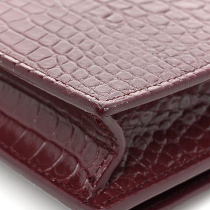 Saint Laurent Calfskin Crocodile Embossed Kate Monogram Tassel Chain Wallet Rouge Legion 11 of 12