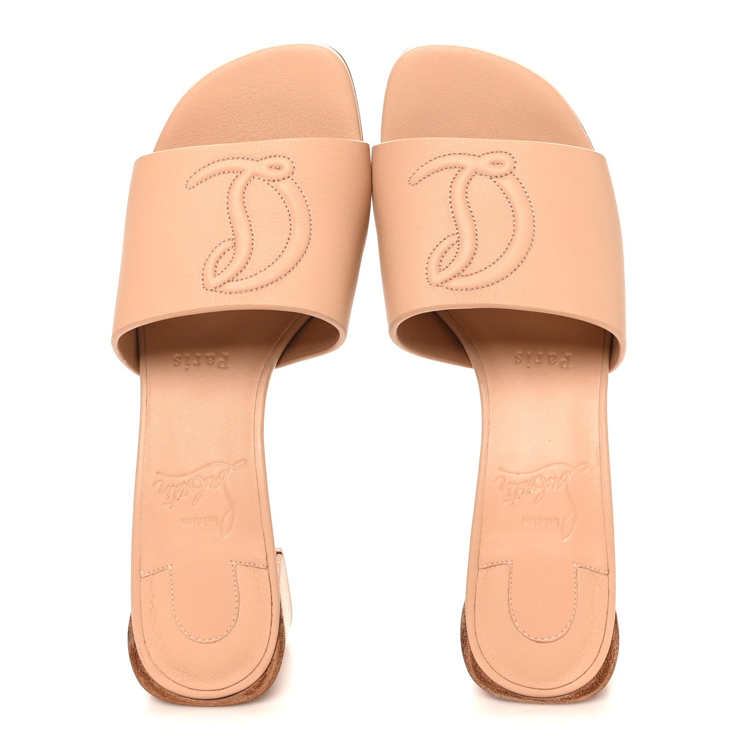 Christian Louboutin Calfskin Logo Embossed So CL 55 Mule 36 Leche Scuro 2 of 8