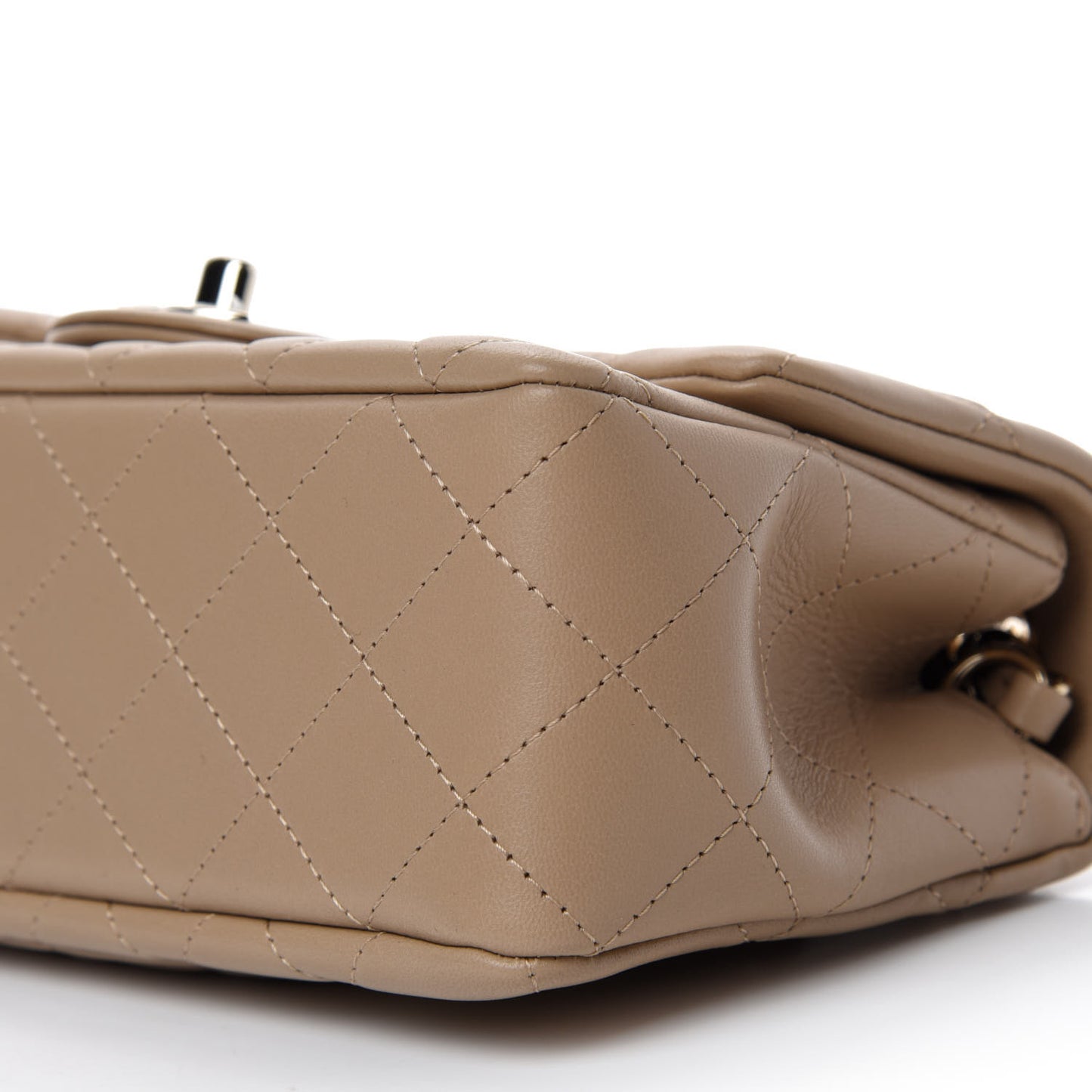 Lambskin Quilted Mini Rectangular Flap Beige