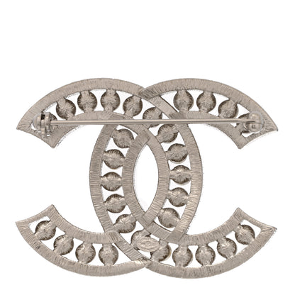 Chanel Pearl Crystal CC Brooch Silver 3 of 4