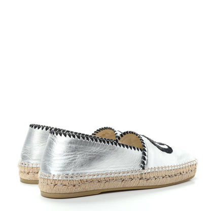 Gucci Metallic Nappa GG Marmont Espadrilles 37 Silver 4 of 11