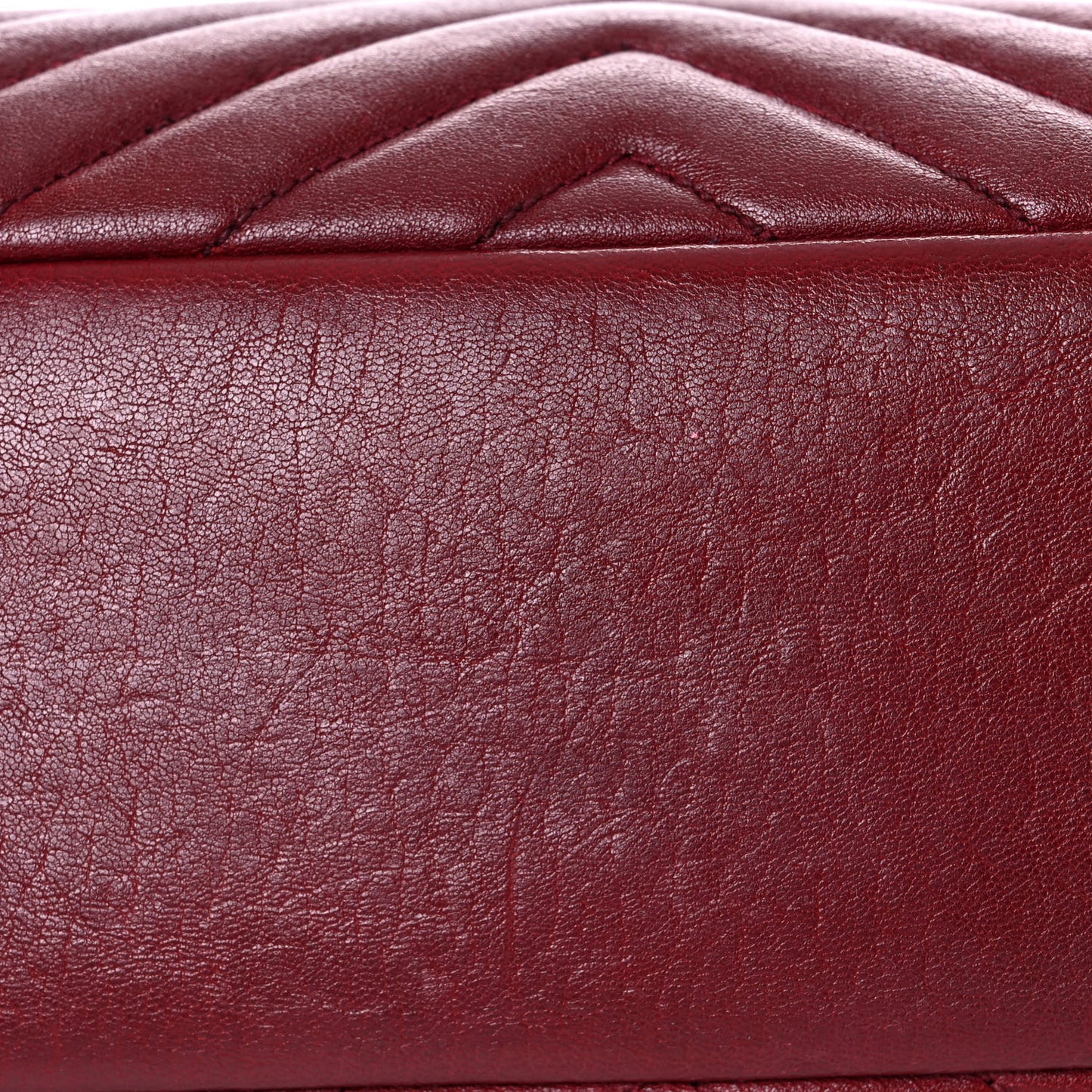 Sheepskin Matelasse Chevron Large College Monogram Satchel Oxblood