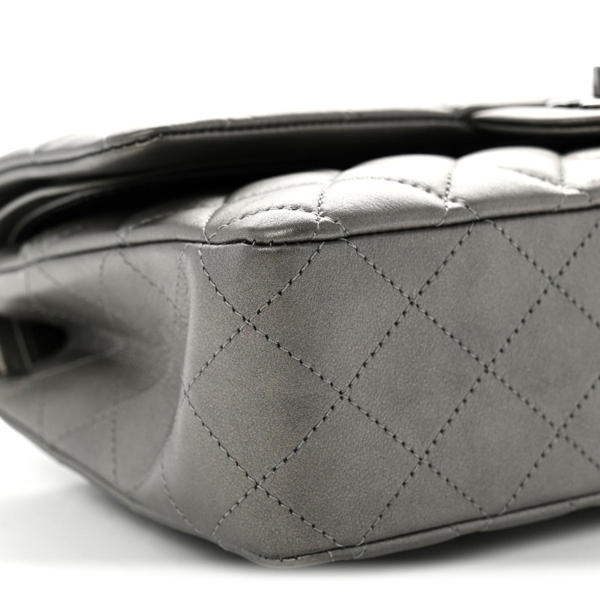 Chanel Metallic Calfskin Quilted Medium Double Flap Ruthenium 9 of 12