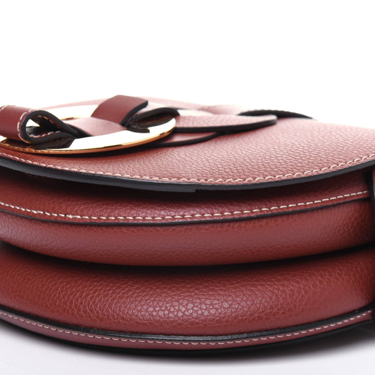 Grained Calfskin Small Darryl Saddle Crossbody Bag Sepia Brown