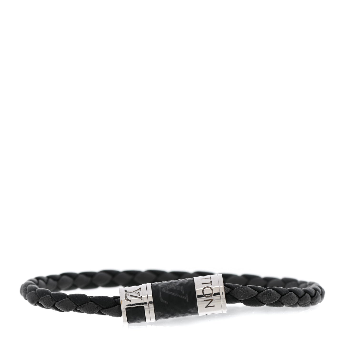 Calfskin Monogram Eclipse Braided Bracelet 19 Black