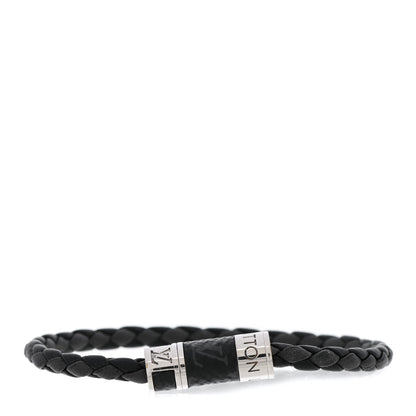 Louis Vuitton Calfskin Monogram Eclipse Braided Bracelet 19 Black 1 of 5