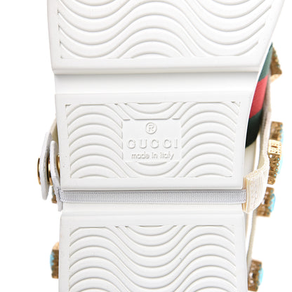 Gucci Calfskin Removable Crystals Bee Embroidered Ace Platform Sneakers 37.5 White 6 of 9