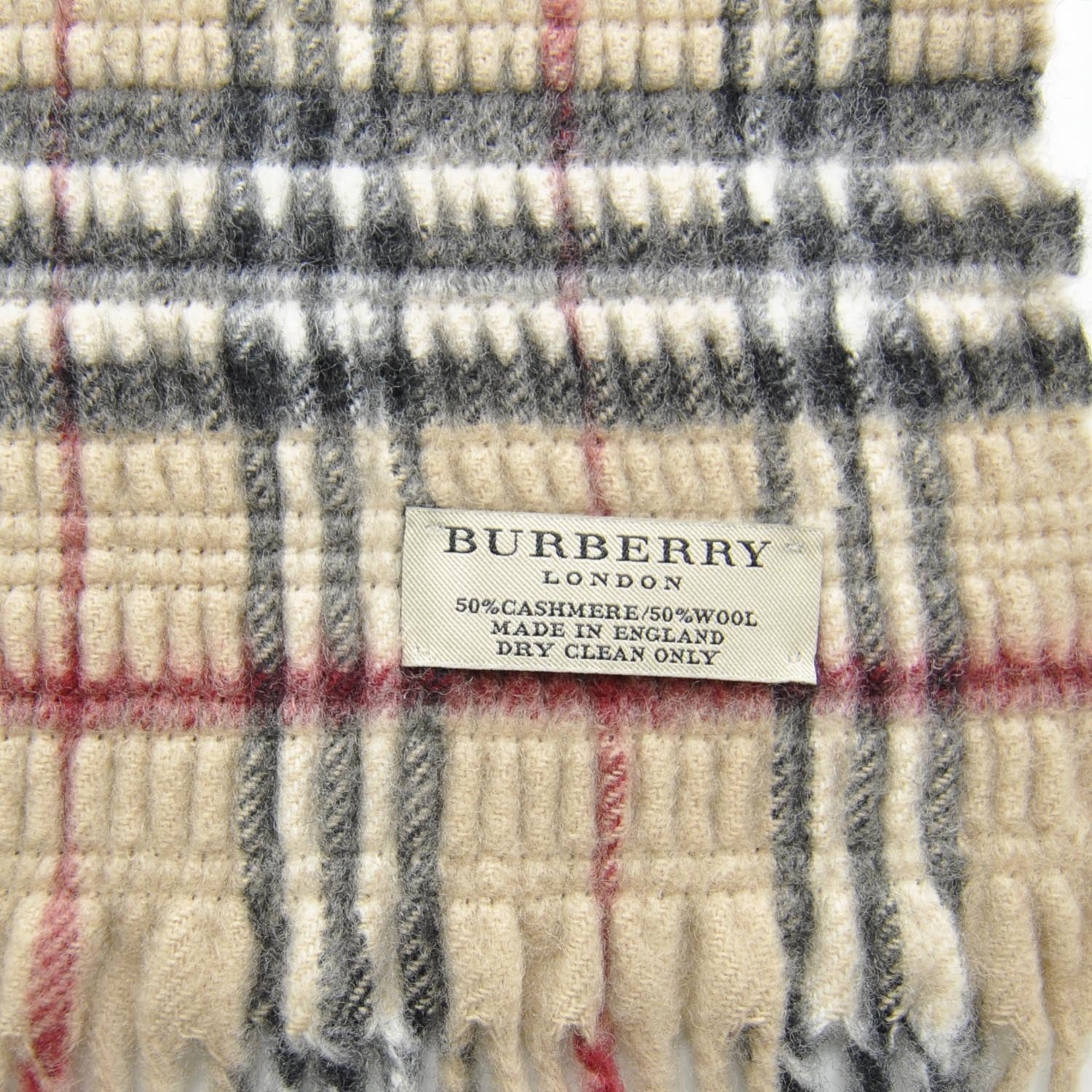 Burberry Cashmere and Wool Ruched Check Fringe Scarf 3 of 3