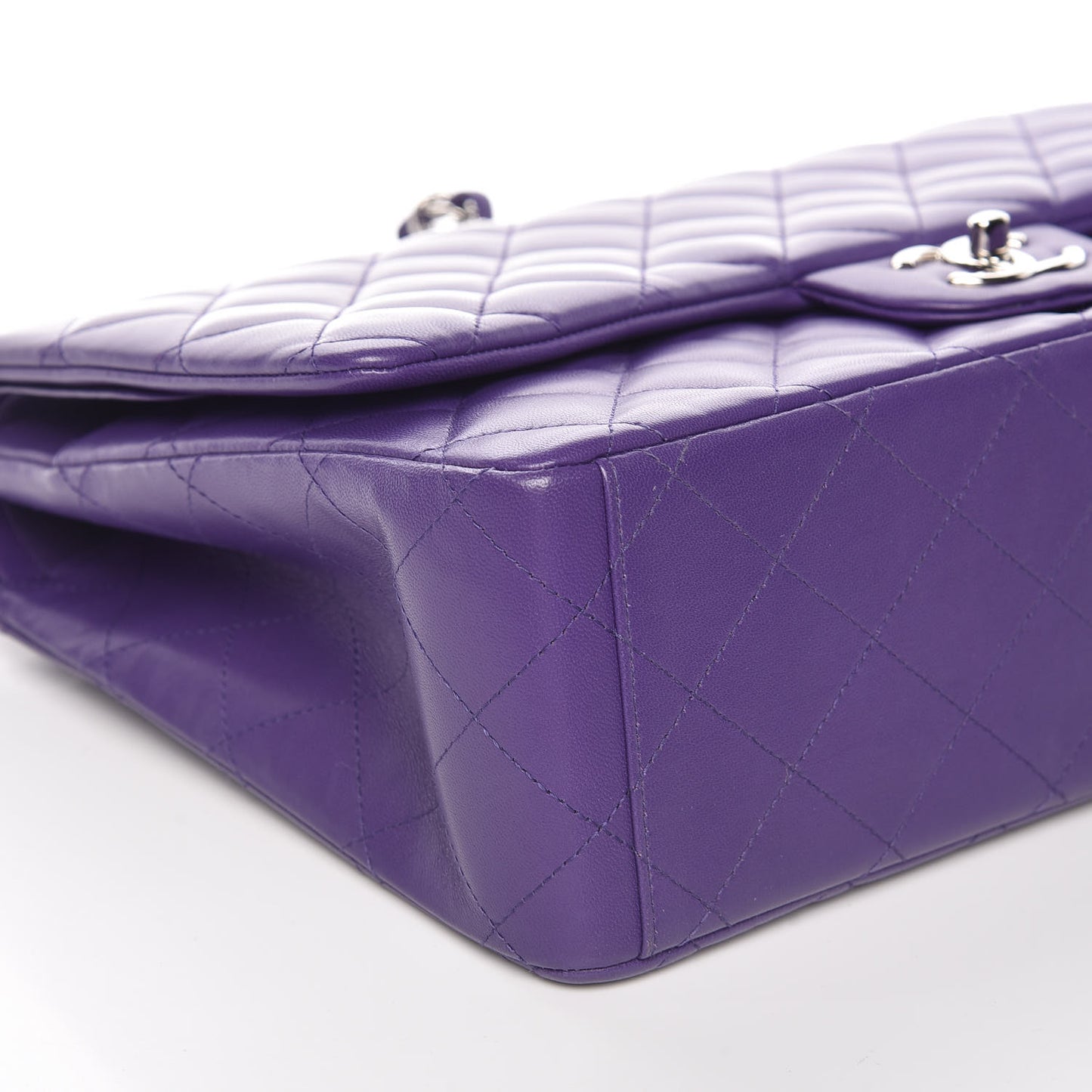 Lambskin Quilted Maxi Double Flap Purple