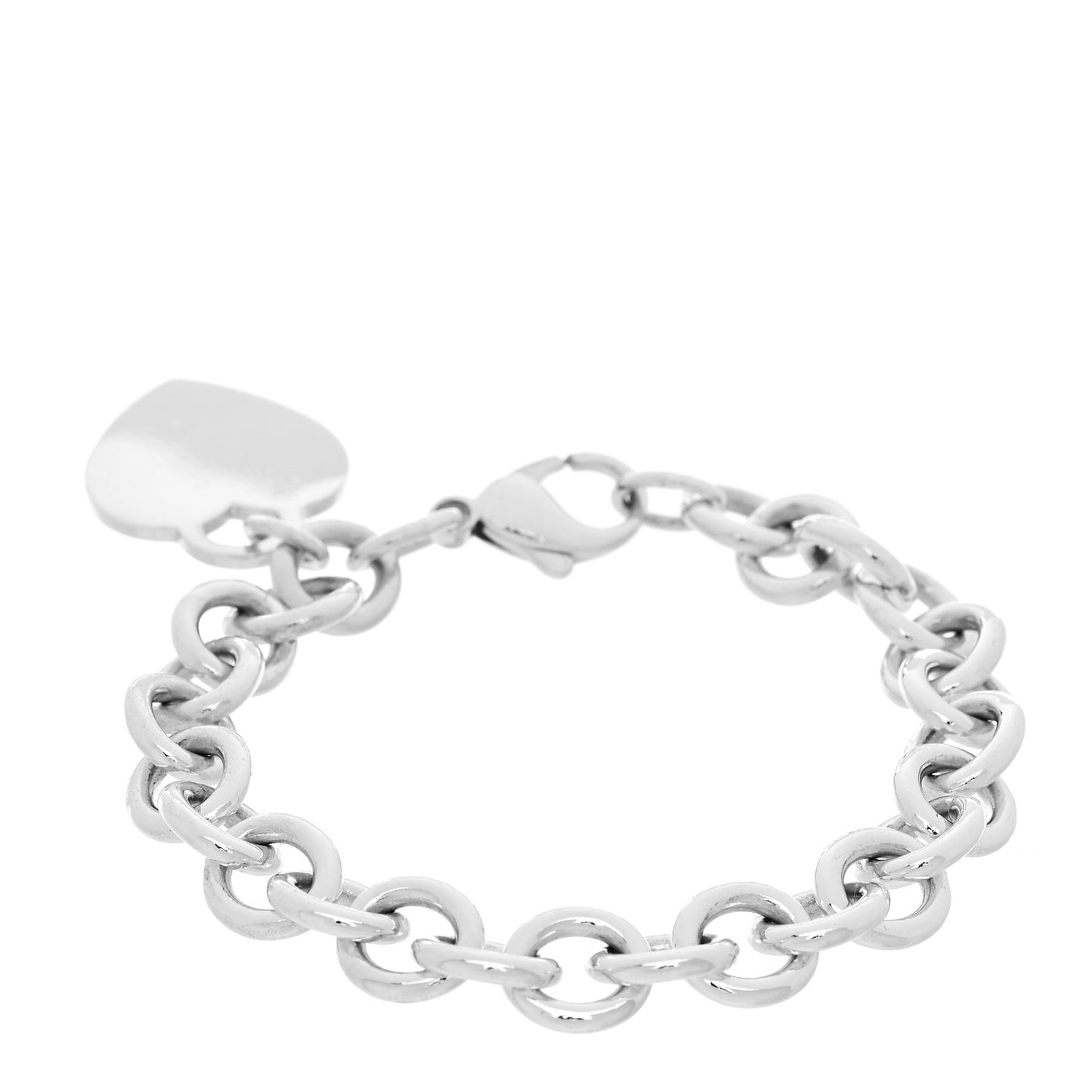 Sterling Silver Heart Tag Charm Bracelet