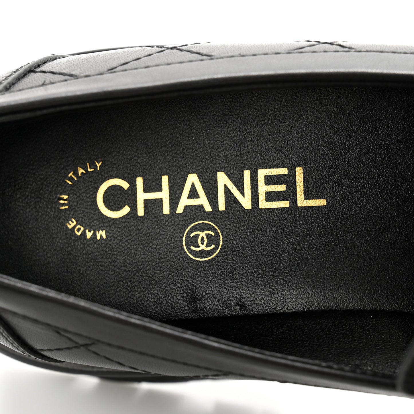 Calfskin Quilted CC Mocassin Loafers 41 Black