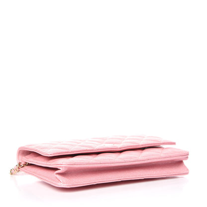 Chanel Iridescent Caviar Quilted Wallet on Chain WOC Rose Pink 4 of 11