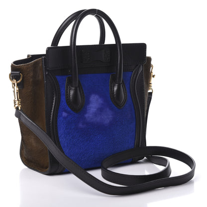 Celine Pony Hair Nano Tri-Color Luggage Royal Blue 3 of 10