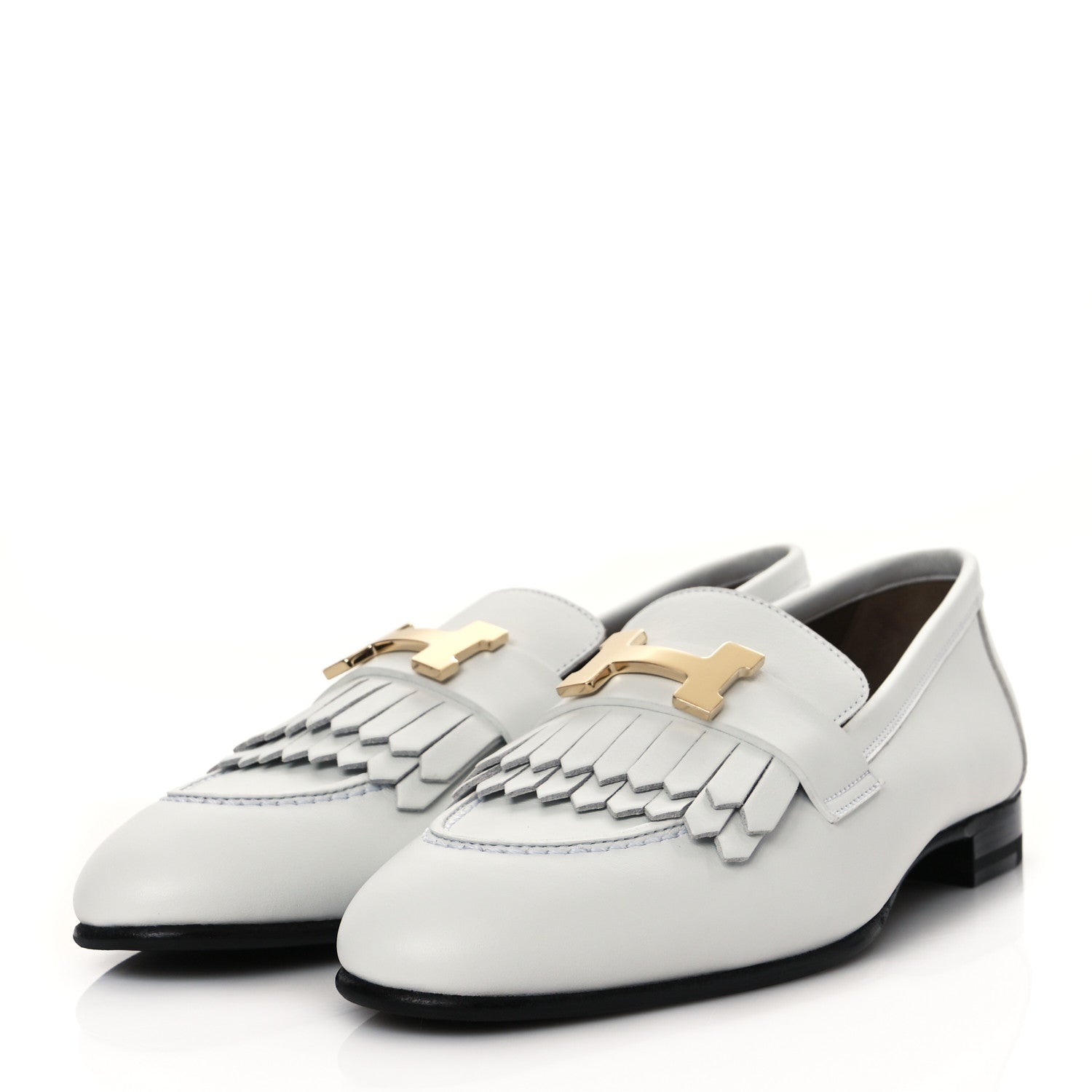 Hermes Calfskin Womens Royal Loafers 35.5 White 3 of 8