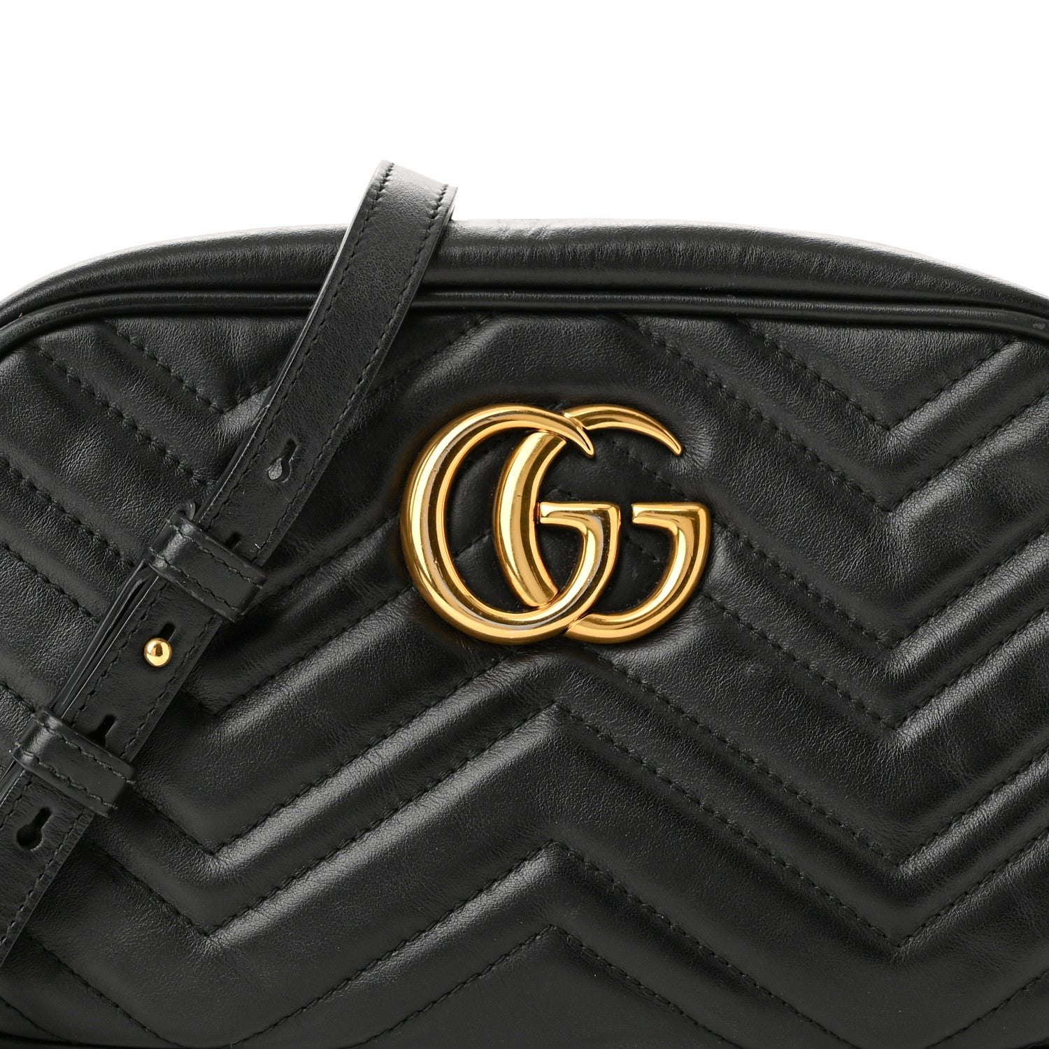Gucci Calfskin Matelasse Small GG Marmont Chain Shoulder Bag Black 7 of 12