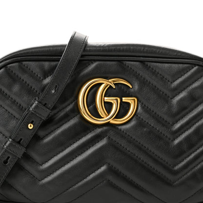 Gucci Calfskin Matelasse Small GG Marmont Chain Shoulder Bag Black 7 of 12