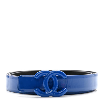 Chanel Patent CC Logo Skinny Belt 85 34 Blue 1 of 5