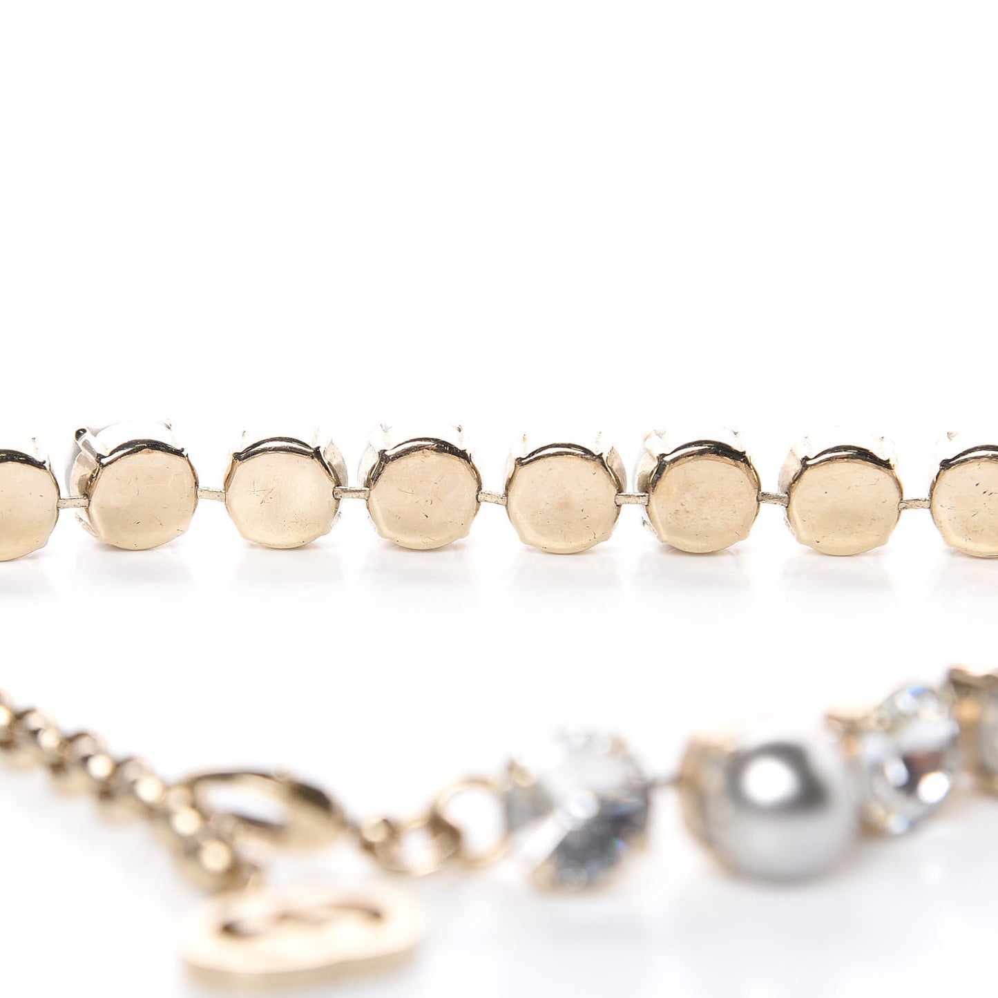 Crystal Pearl GG Necklace Silver Gold