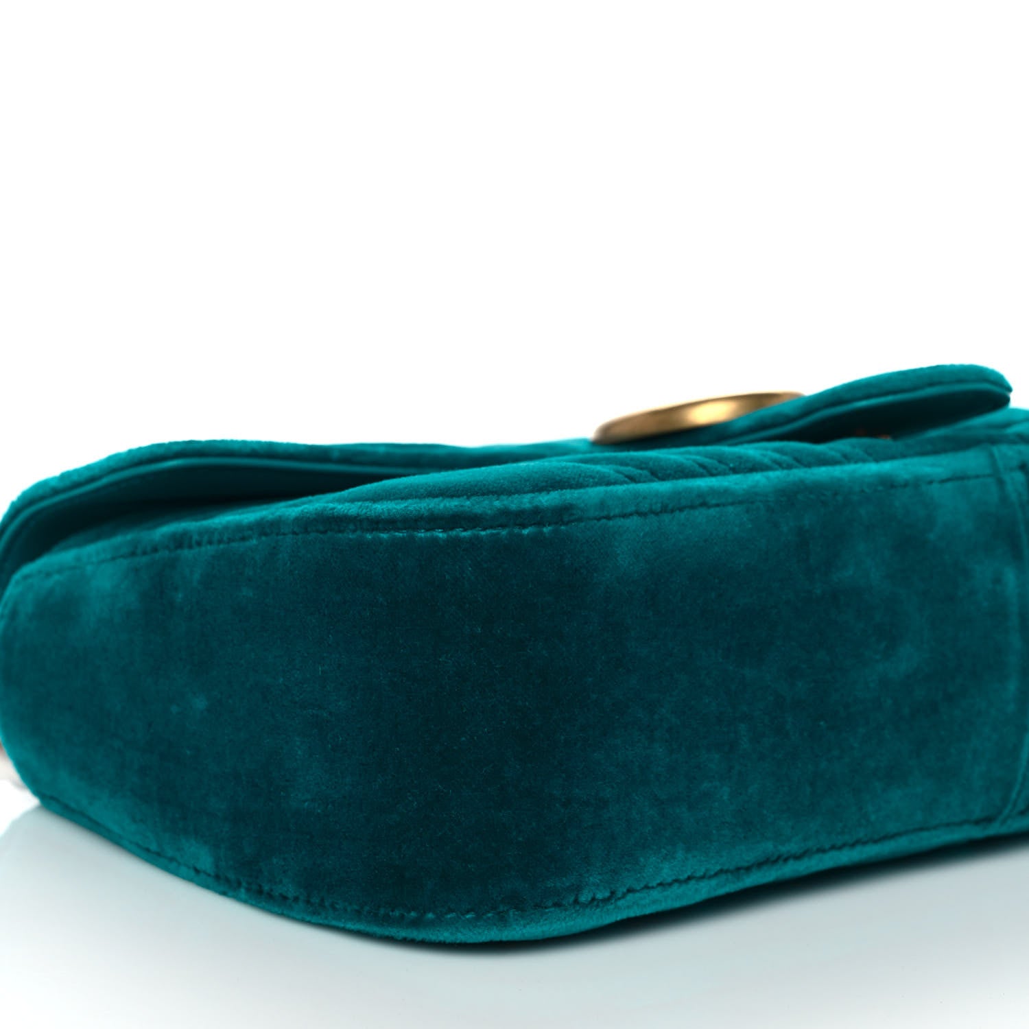 Gucci Velvet Matelasse Small GG Marmont Shoulder Bag Pavone Cyan 9 of 10