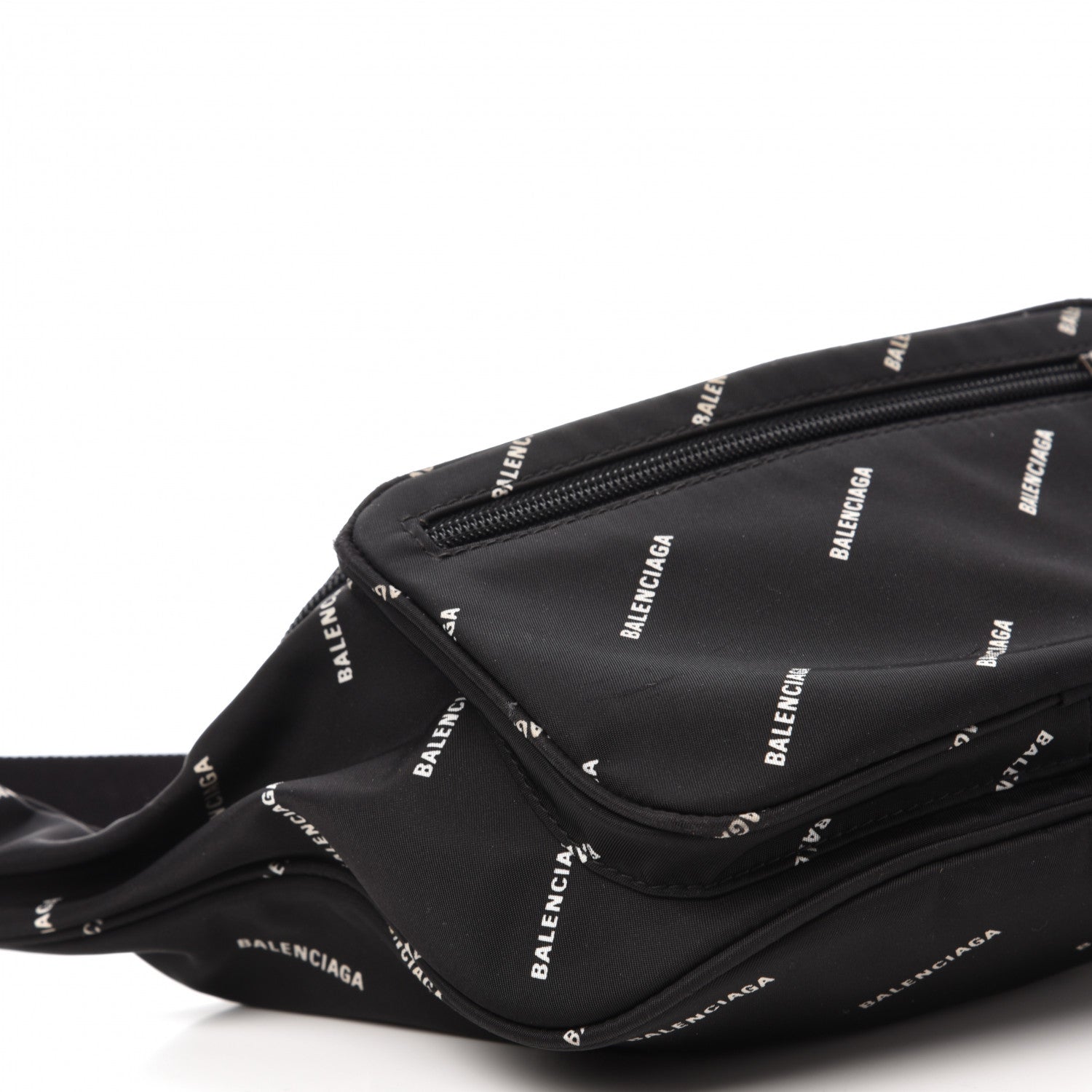 Balenciaga Twill Nylon Allover Logo Explorer Beltpack Black White 6 of 14