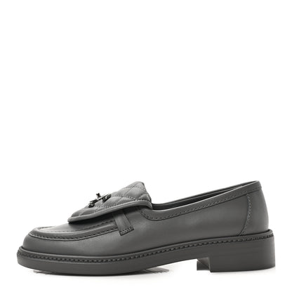Chanel Lambskin Quilted CC Turnlock Loafers 37 Grey 1 of 8