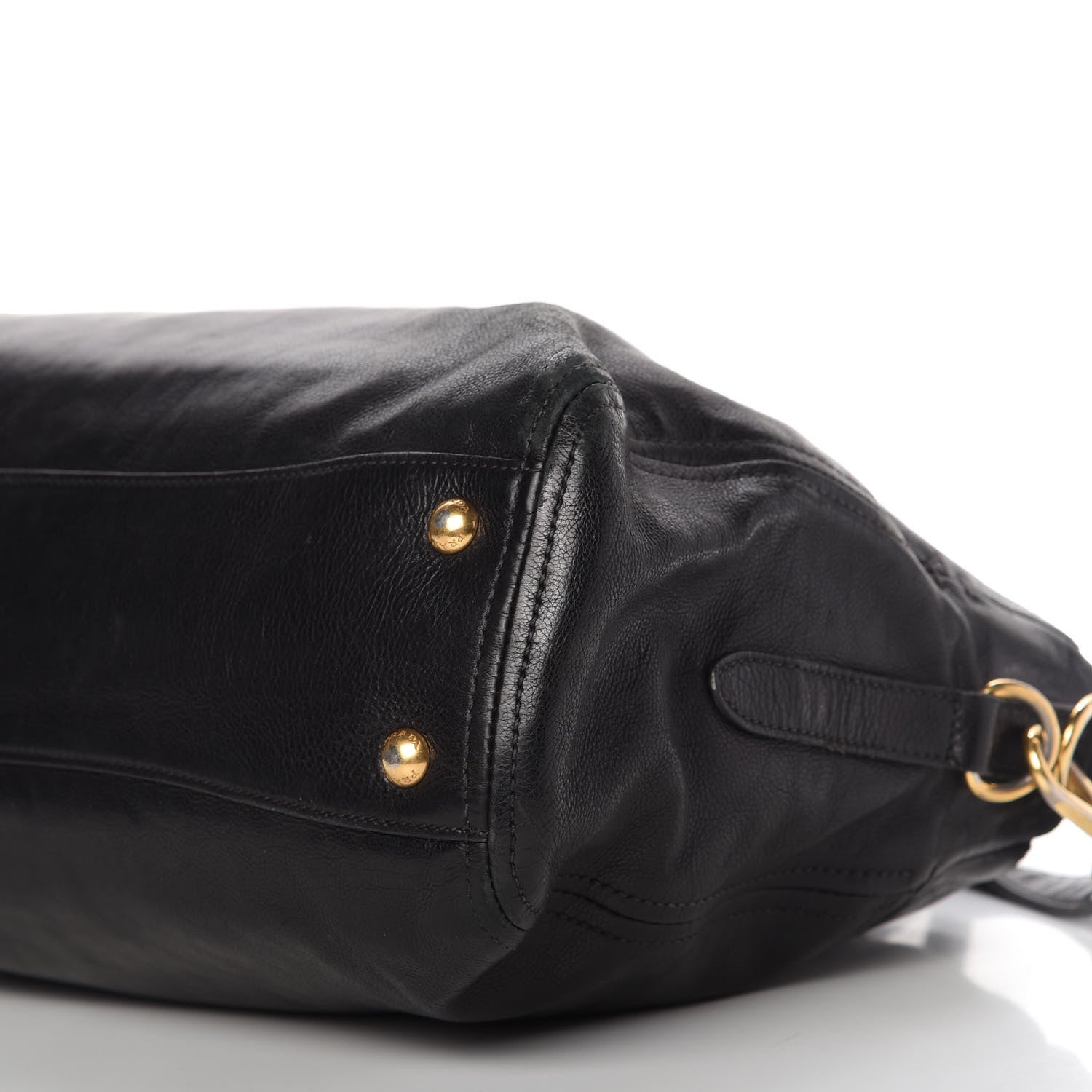 Prada Glace Calf Extra Wide Tote Black 7 of 17