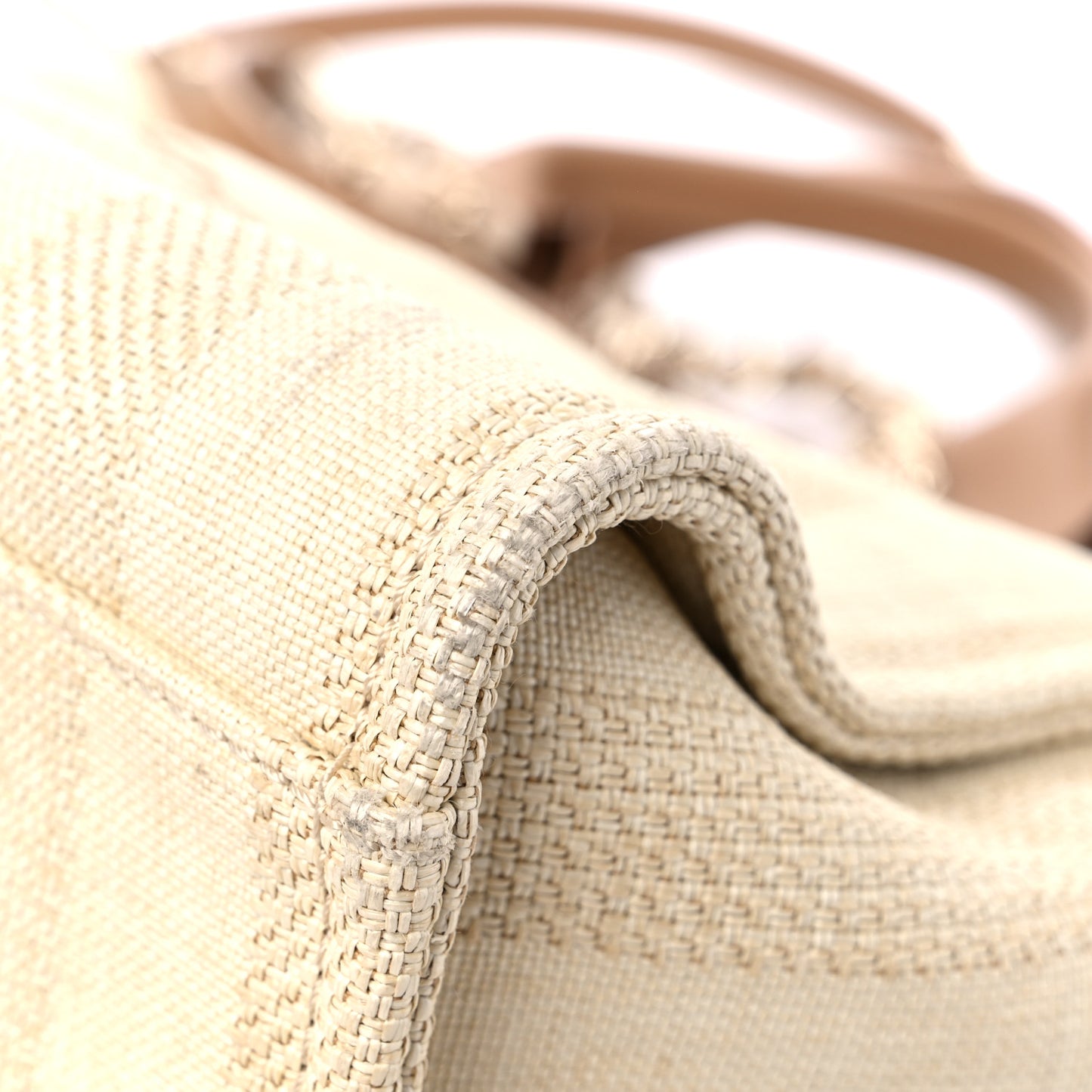 Mixed Fibers Striped Medium Deauville Tote Beige