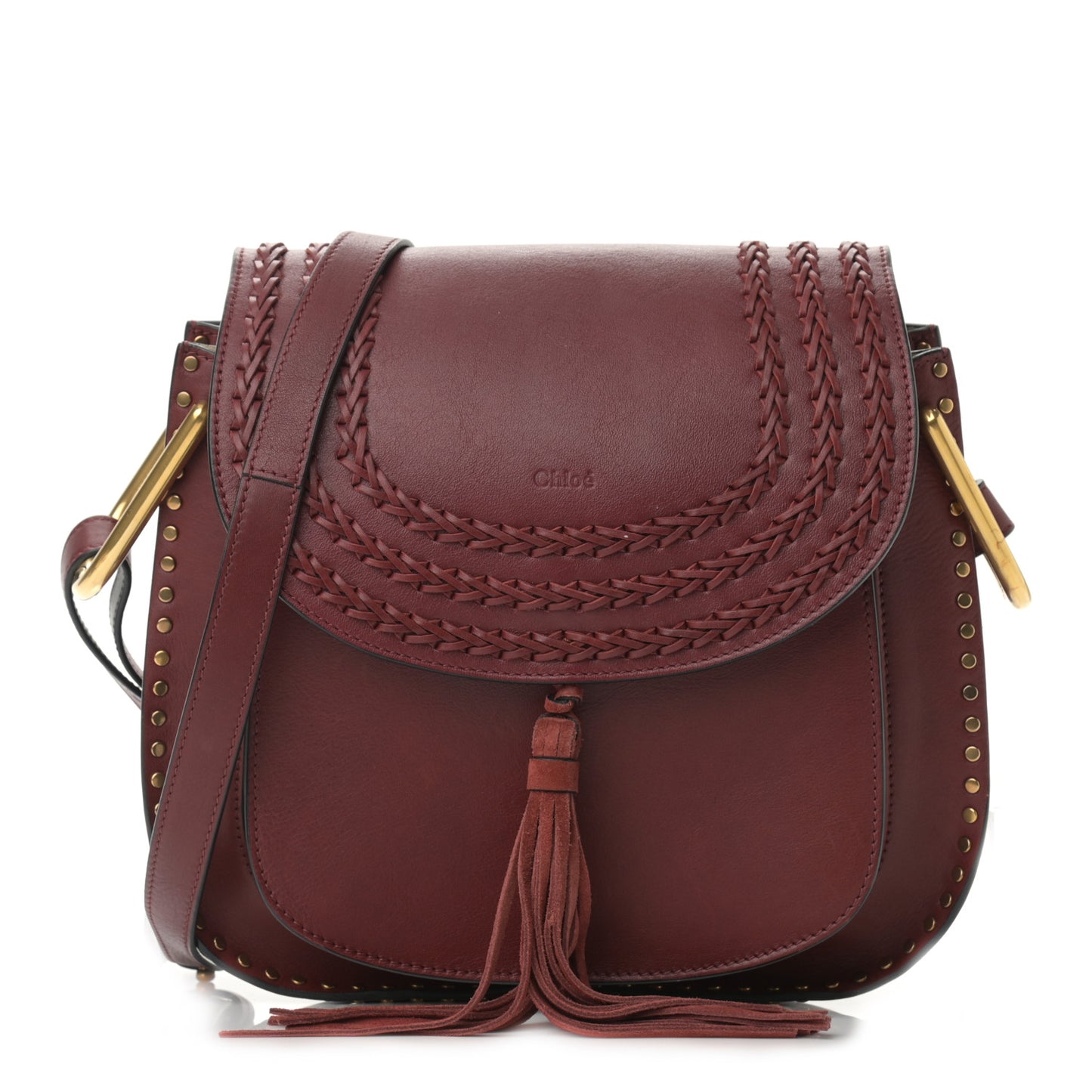 Calfskin Braided Medium Hudson Shoulder Bag Sienna Red