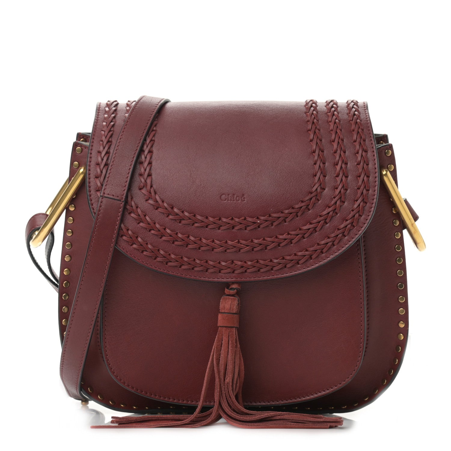 Chloe Calfskin Braided Medium Hudson Shoulder Bag Sienna Red 1 of 10