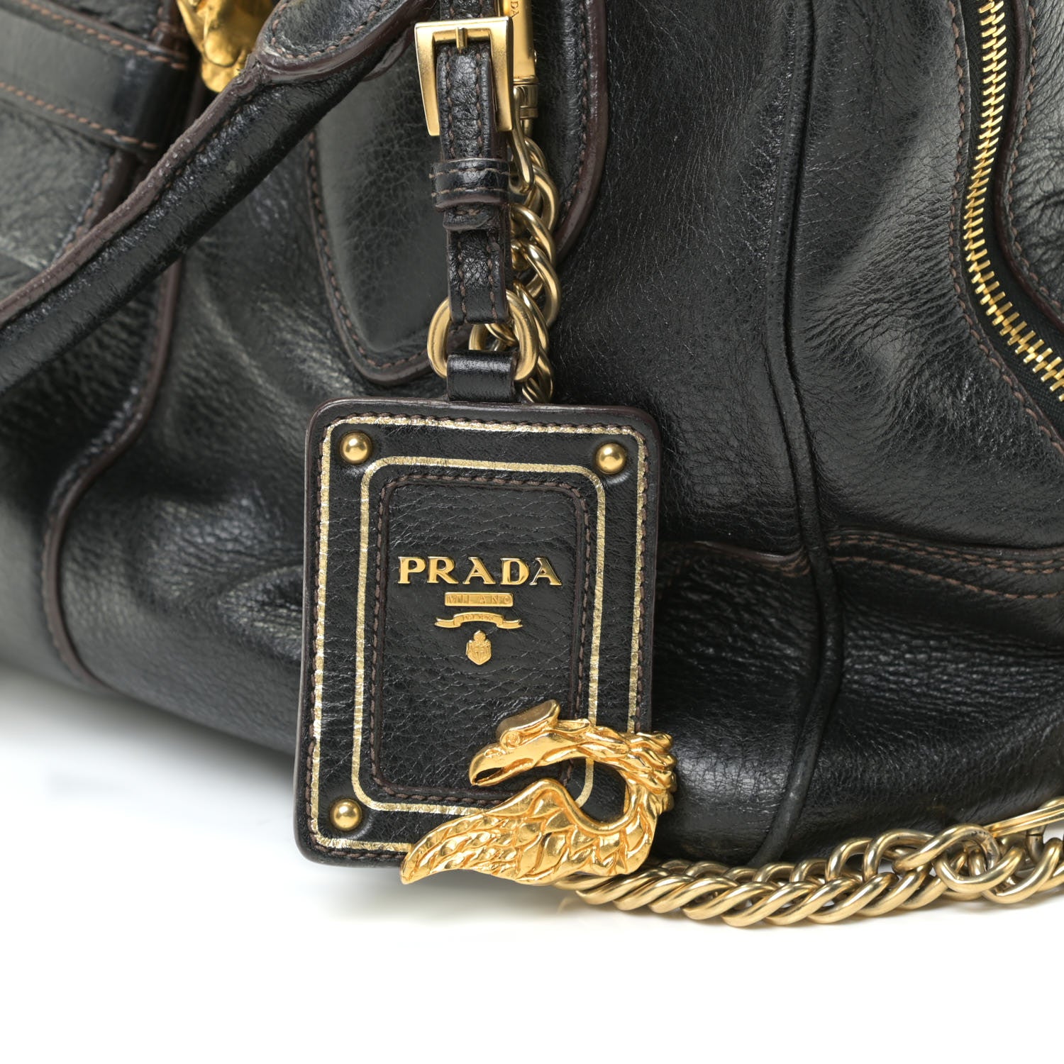 Prada Cervo Large Animalier Satchel Black 11 of 14