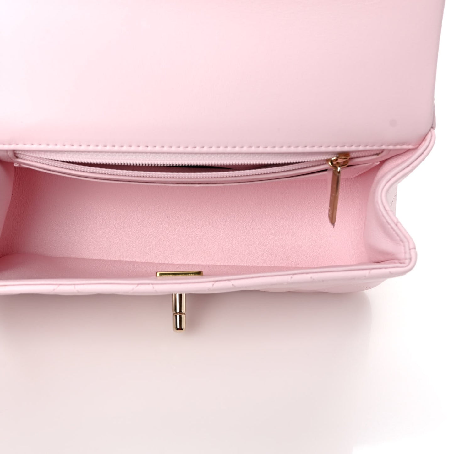 Lambskin Quilted Mini Top Handle Rectangular Flap Light Pink