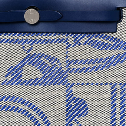Hermes Vache Hunter Toile H Brides de Gala Herbag Zip Retourne 31 PM Bleu De France Ecru Black 8 of 13