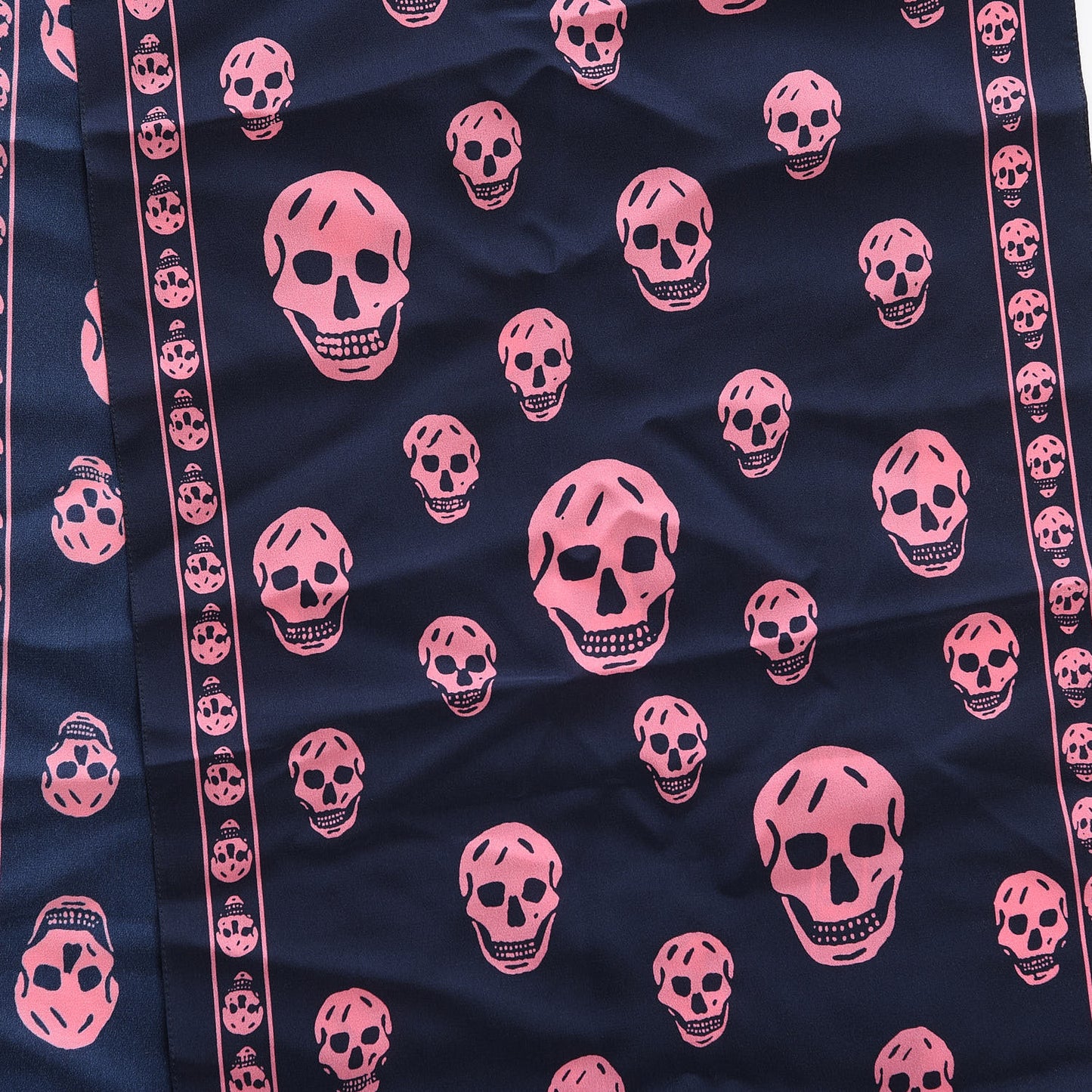 Silk Chiffon Skull Scarf Navy Pink