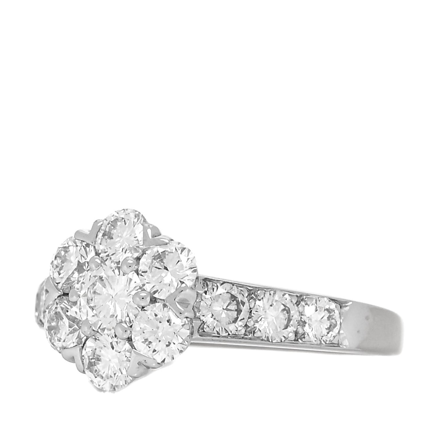 18K White Gold Diamond Large Fleurette Ring 49 4.75