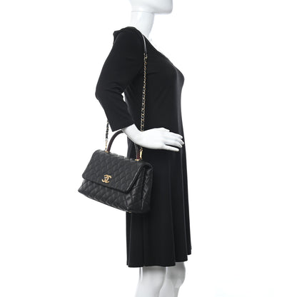 Chanel Caviar Lizard Embossed Quilted Small Coco Handle Flap Black 2 of 12